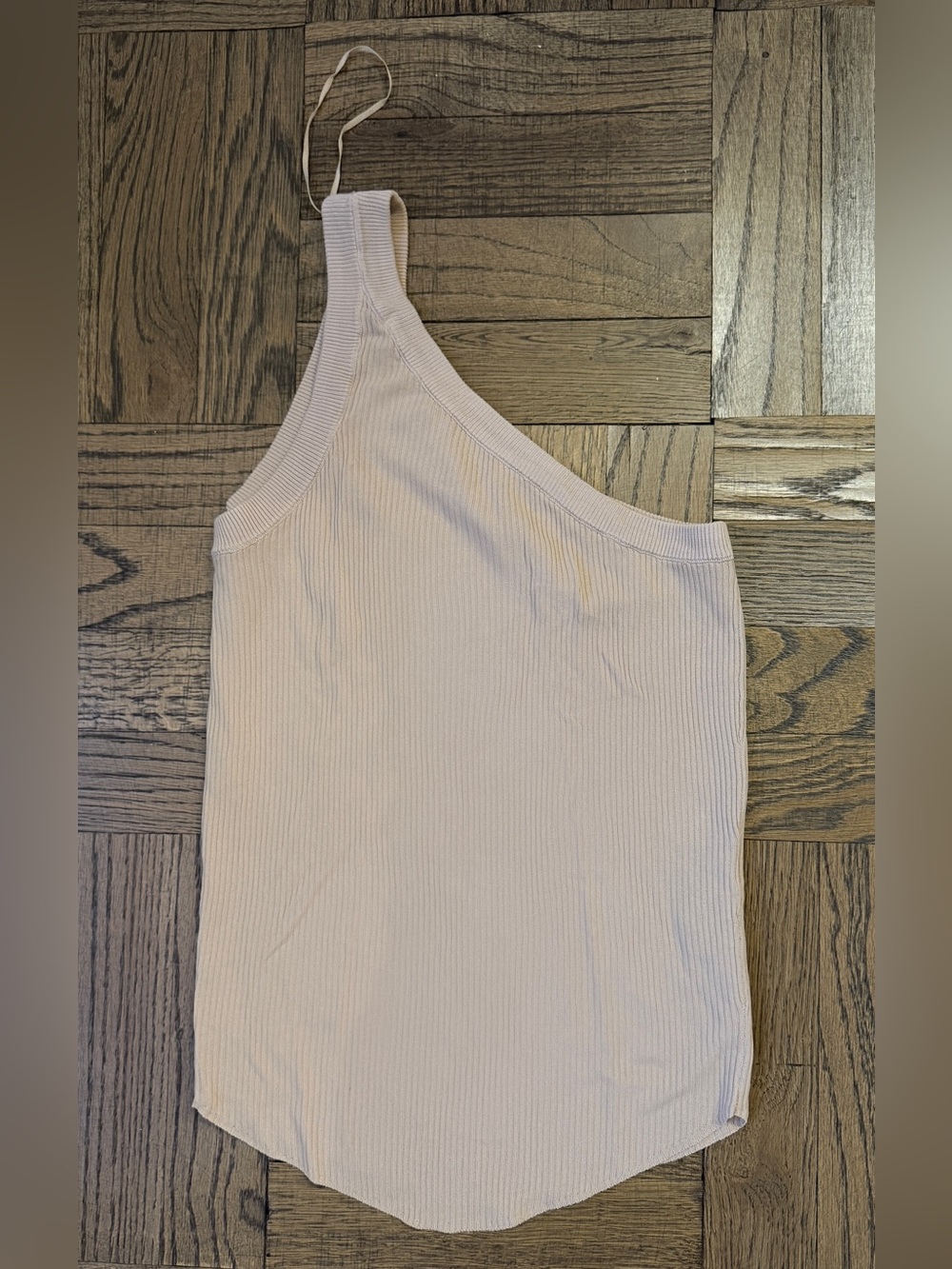 Zara Asymmetric Ribbed Tank Top - cream